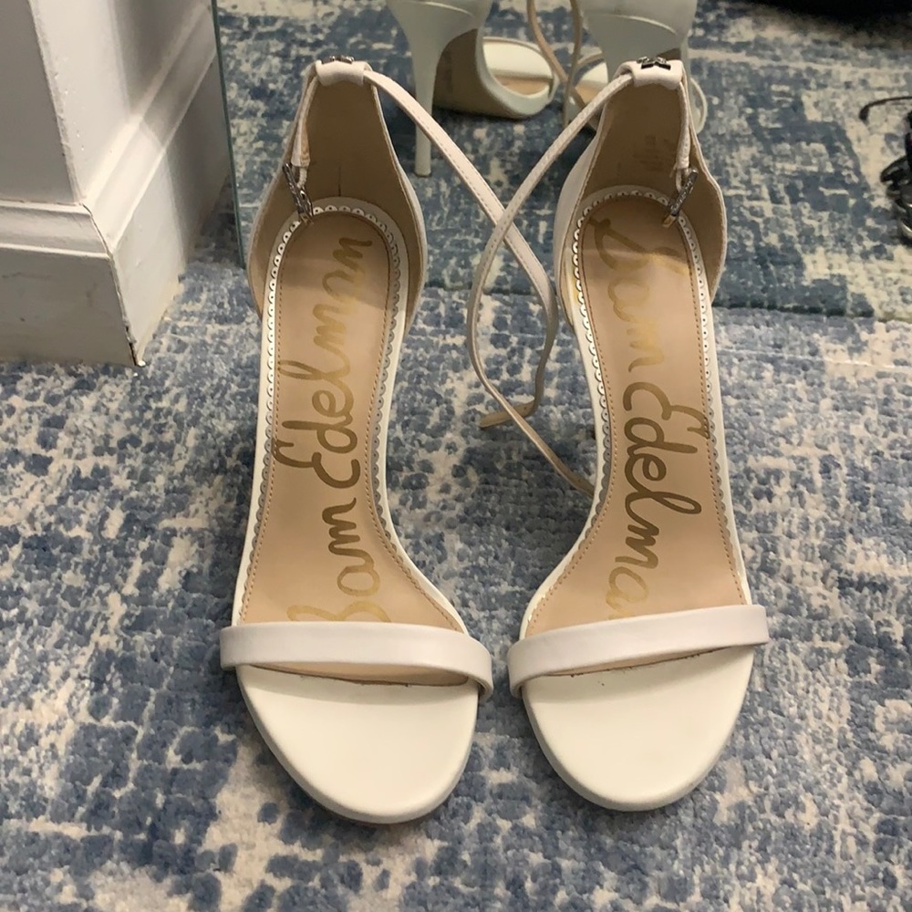 White sandal heels
